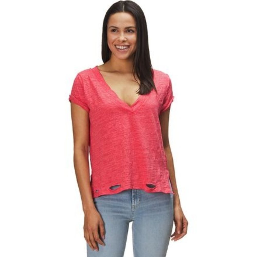 We The People Distressed V-neck Tee
